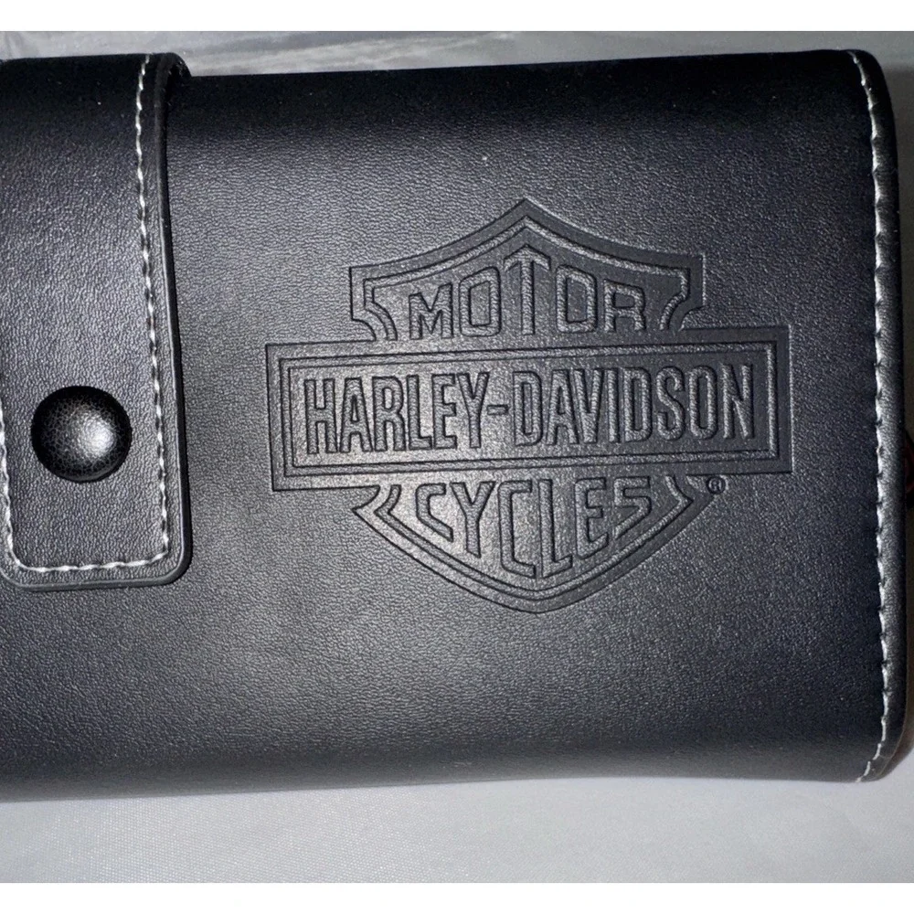 Unisex Faux Leather Harley Davidson Tri Fold Wallet‎ Travel Tech Organizer New